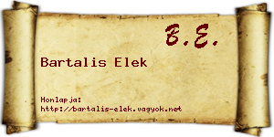 Bartalis Elek névjegykártya