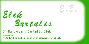 elek bartalis business card